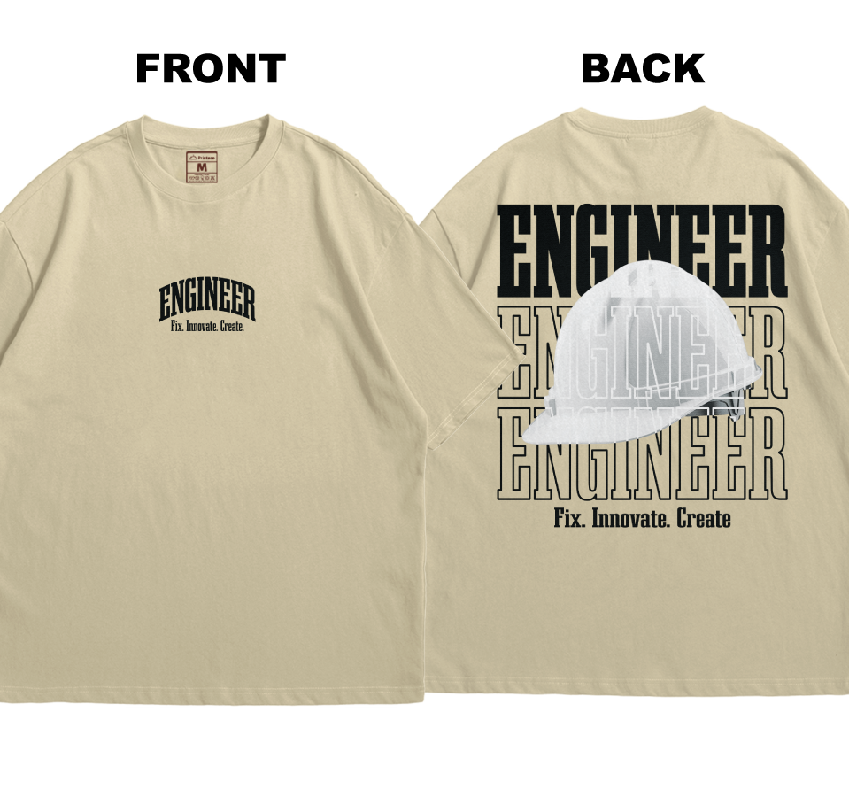 Premium Oversized Cotton Shirt: Engineer Streetwear (Front and Back)
