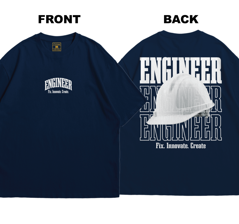 Premium Oversized Cotton Shirt: Engineer Streetwear (Front and Back)