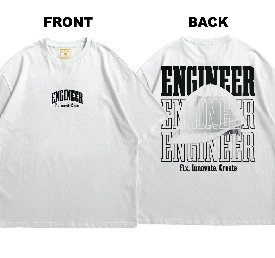 Premium Oversized Cotton Shirt: Engineer Streetwear (Front and Back)