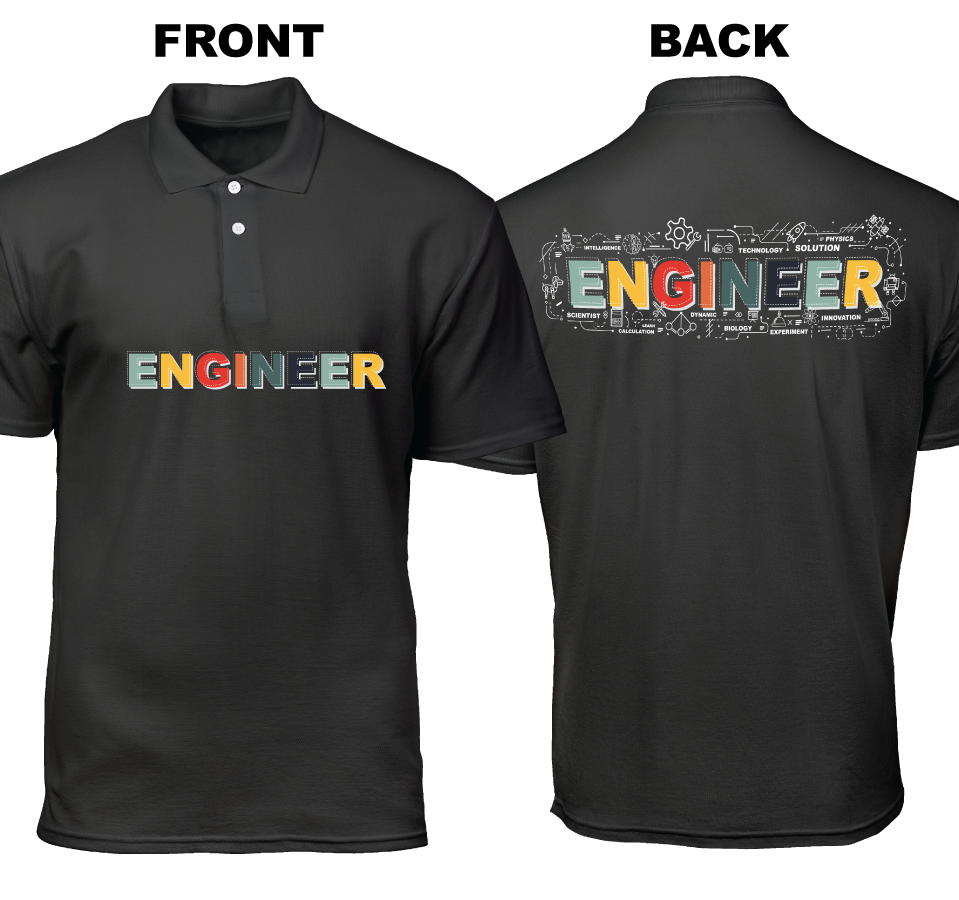 Cotton Polo Shirt: Engineer Colorful (Front and Back)