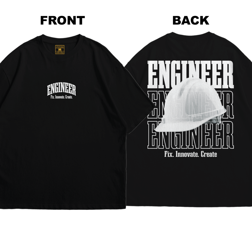 Premium Oversized Cotton Shirt: Engineer Streetwear (Front and Back)