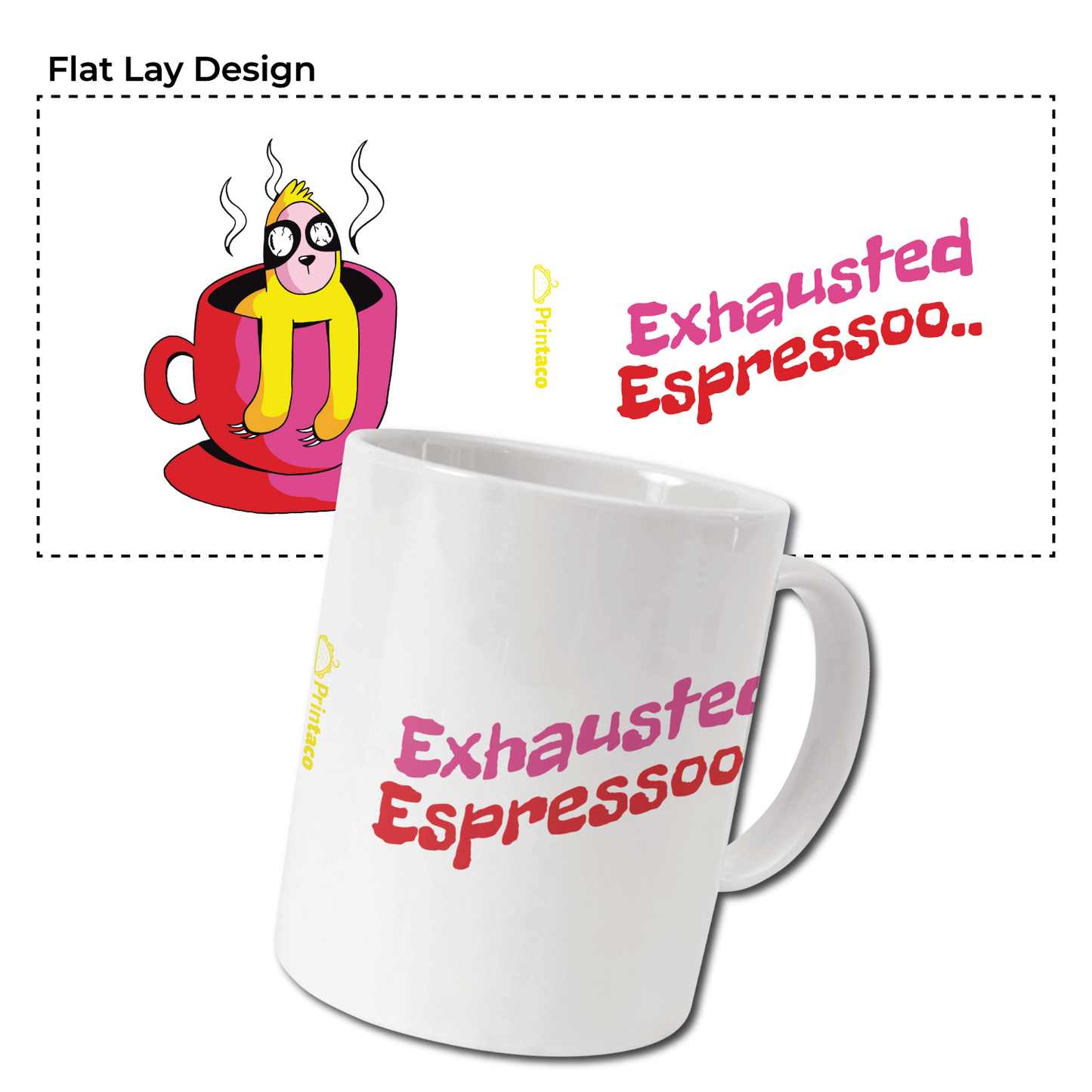 11oz Ceramic Mug: Exhausted Espresso