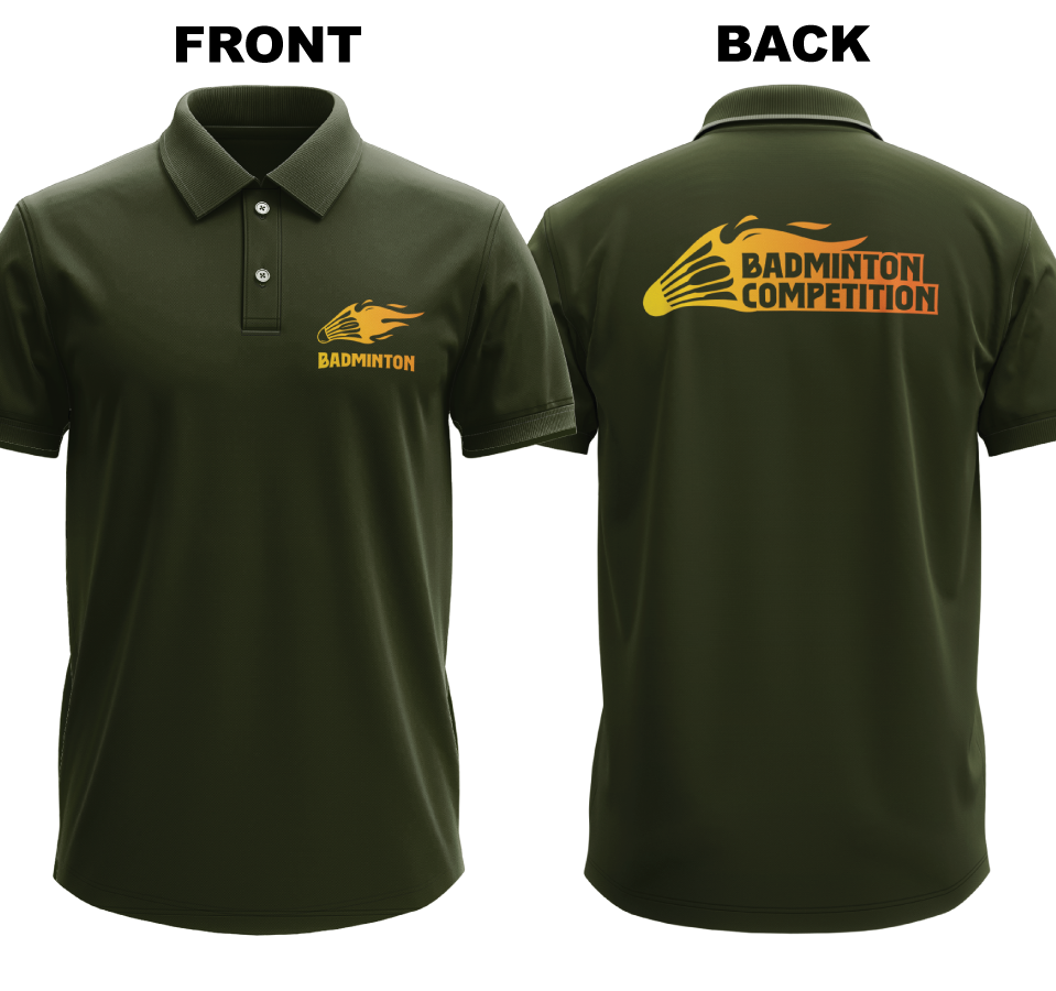 Drifit Polo Shirt: Fiery Badminton (Front & Back)