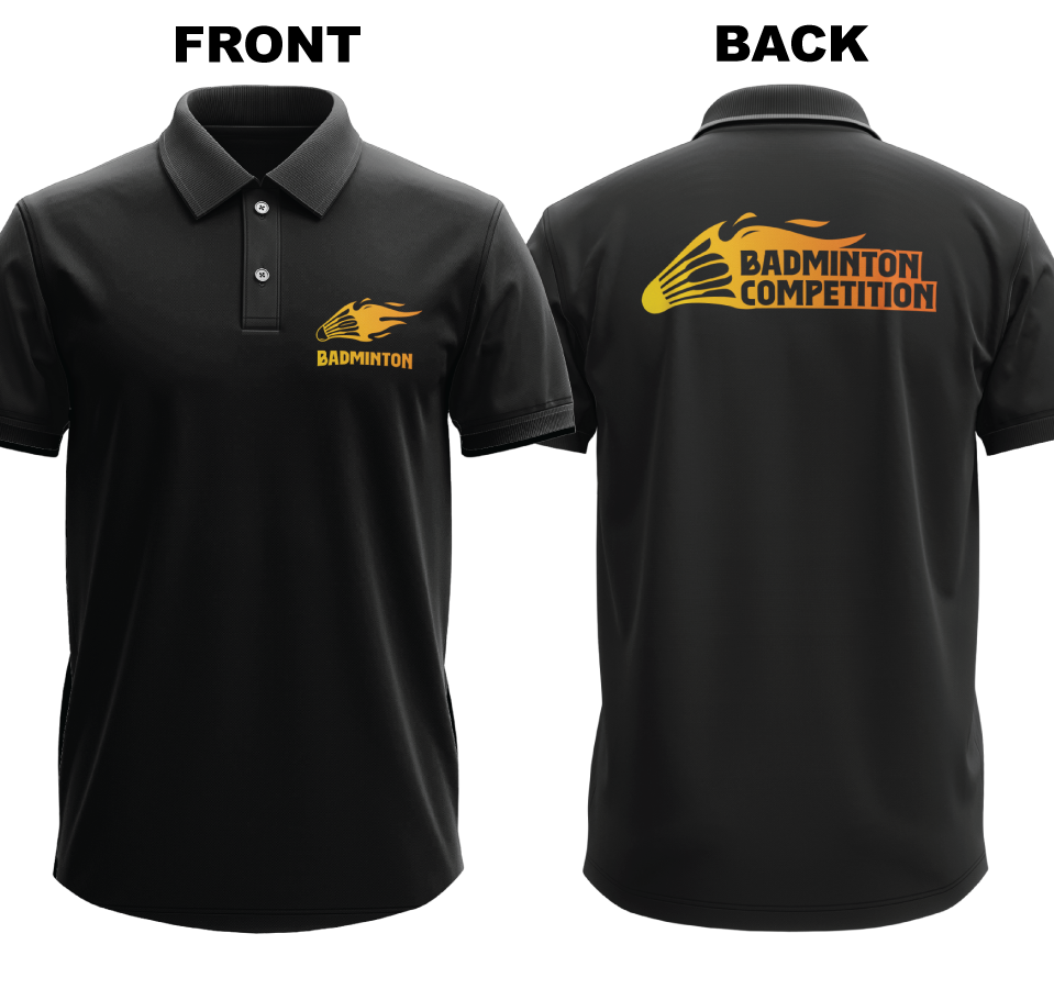 Drifit Polo Shirt: Fiery Badminton (Front & Back)