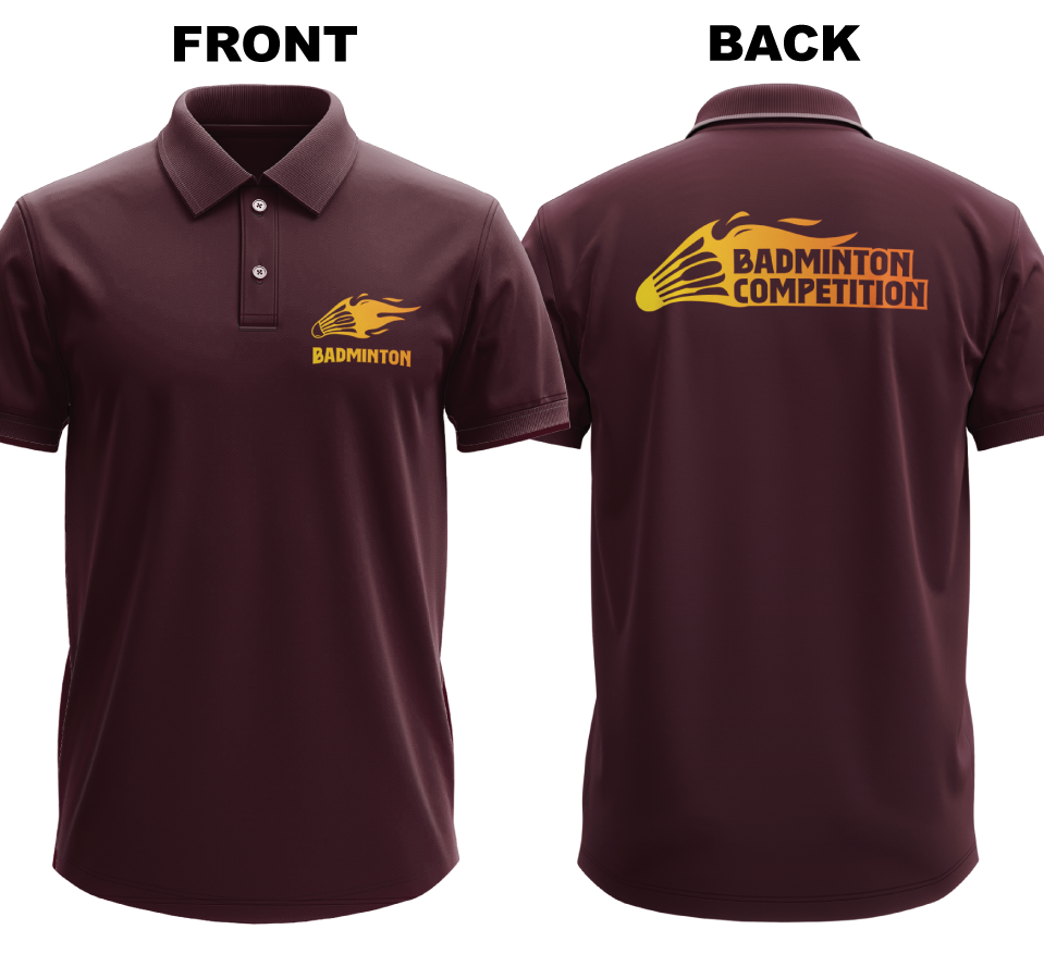 Drifit Polo Shirt: Fiery Badminton (Front & Back)