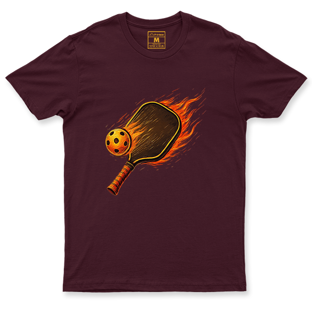 Drifit Shirt: Flaming Pickleball Racket