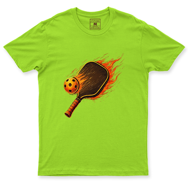 Drifit Shirt: Flaming Pickleball Racket