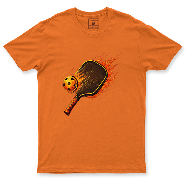 Drifit Shirt: Flaming Pickleball Racket