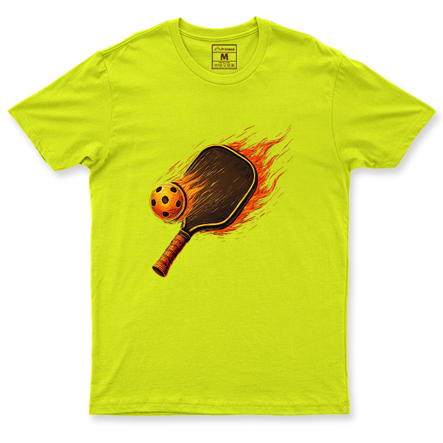Drifit Shirt: Flaming Pickleball Racket