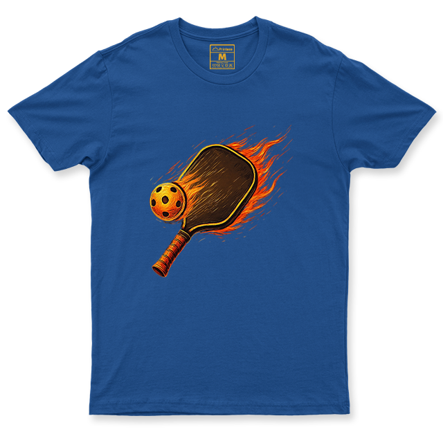 Drifit Shirt: Flaming Pickleball Racket
