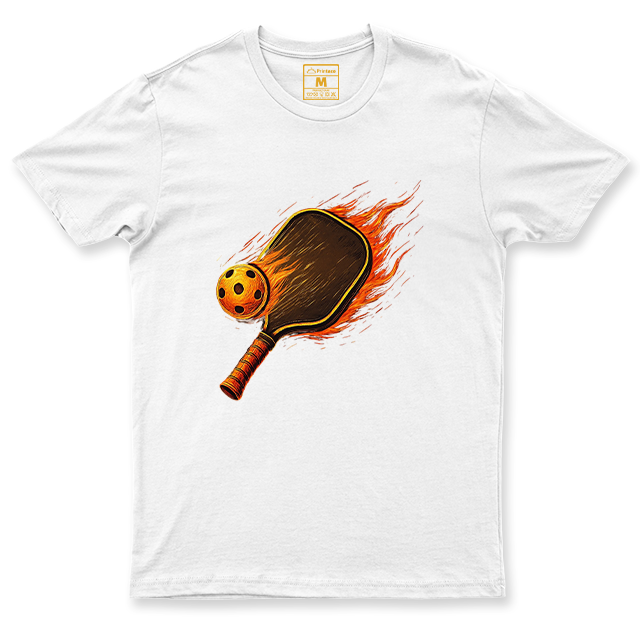 Drifit Shirt: Flaming Pickleball Racket