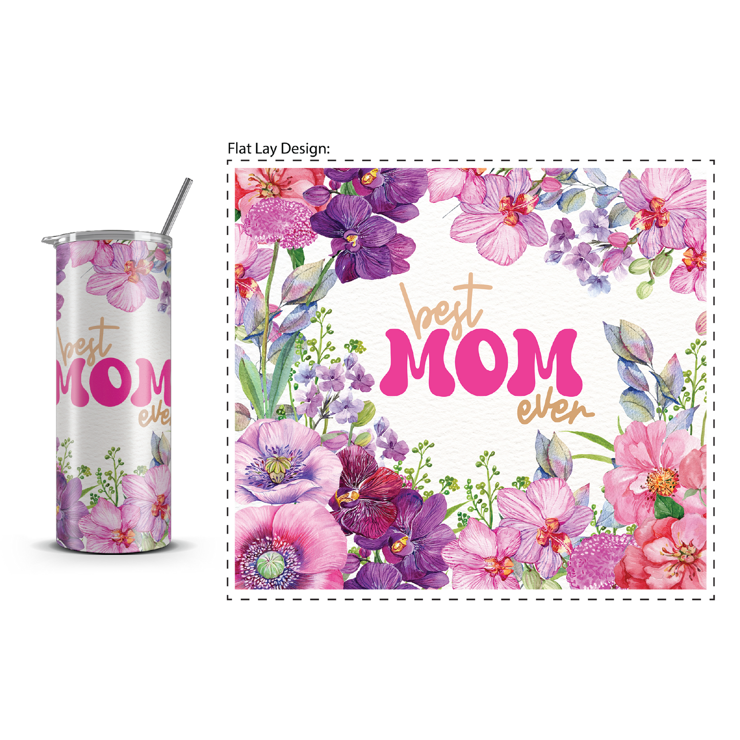 20oz. Slim Tumbler: Floral Mom