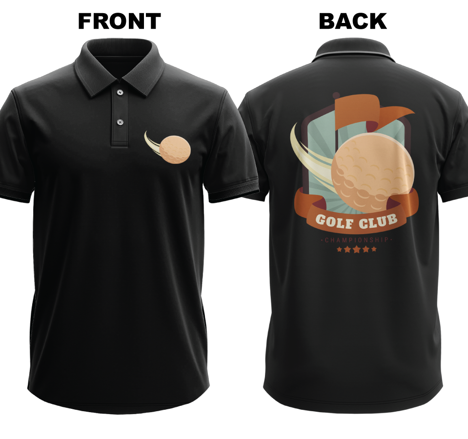 Drifit Polo Shirt: Golf club (Front & Back)