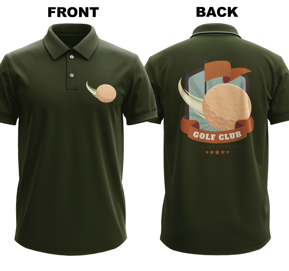 Drifit Polo Shirt: Golf club (Front & Back)
