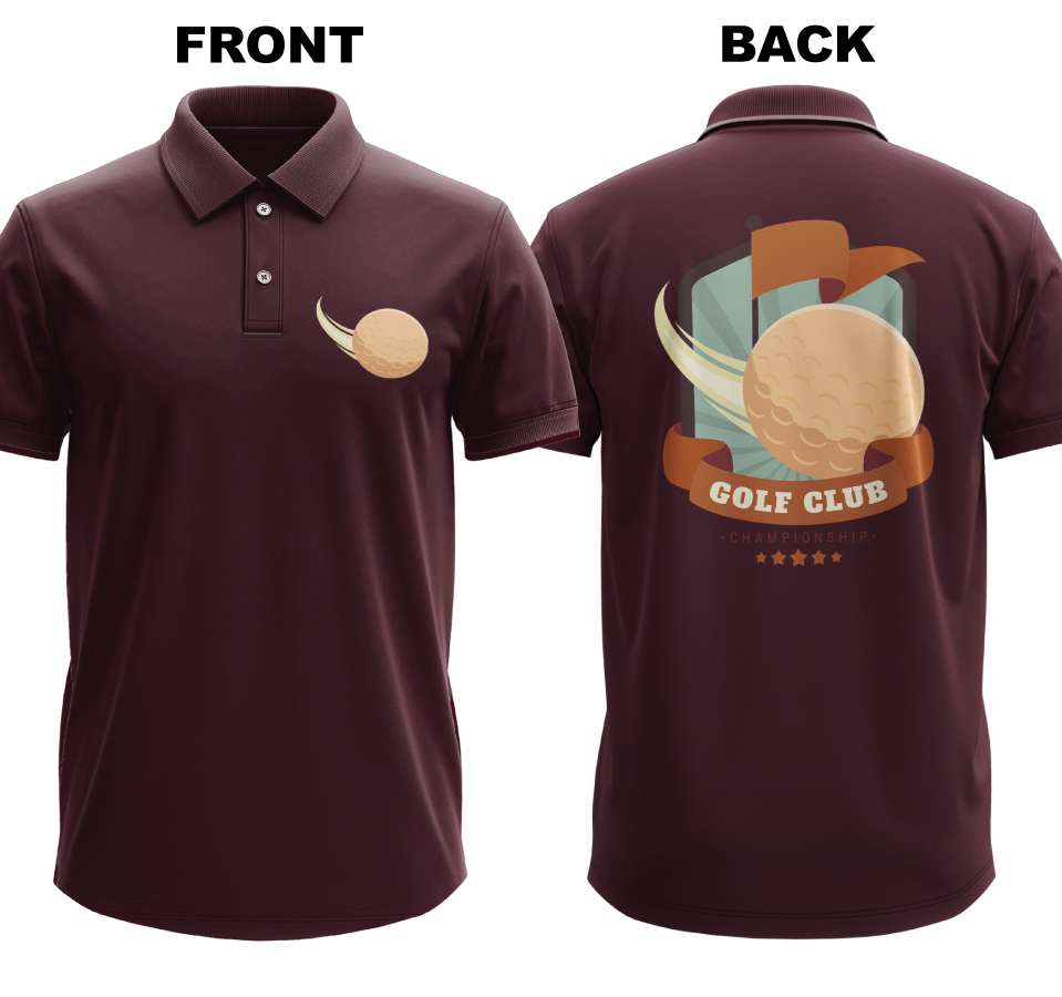 Drifit Polo Shirt: Golf club (Front & Back)