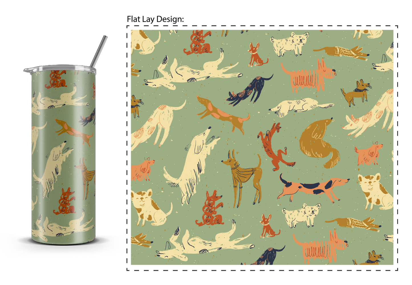 20oz. Slim Tumbler: Green Dog Park