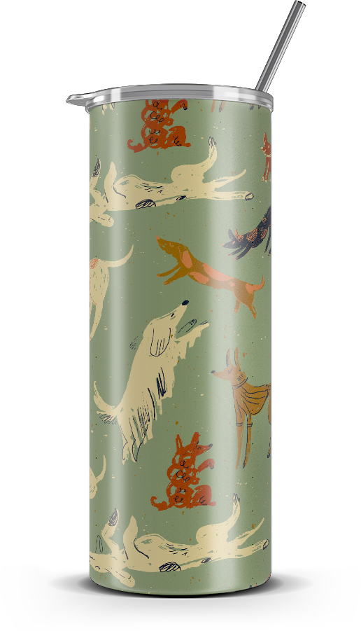 20oz. Slim Tumbler: Green Dog Park
