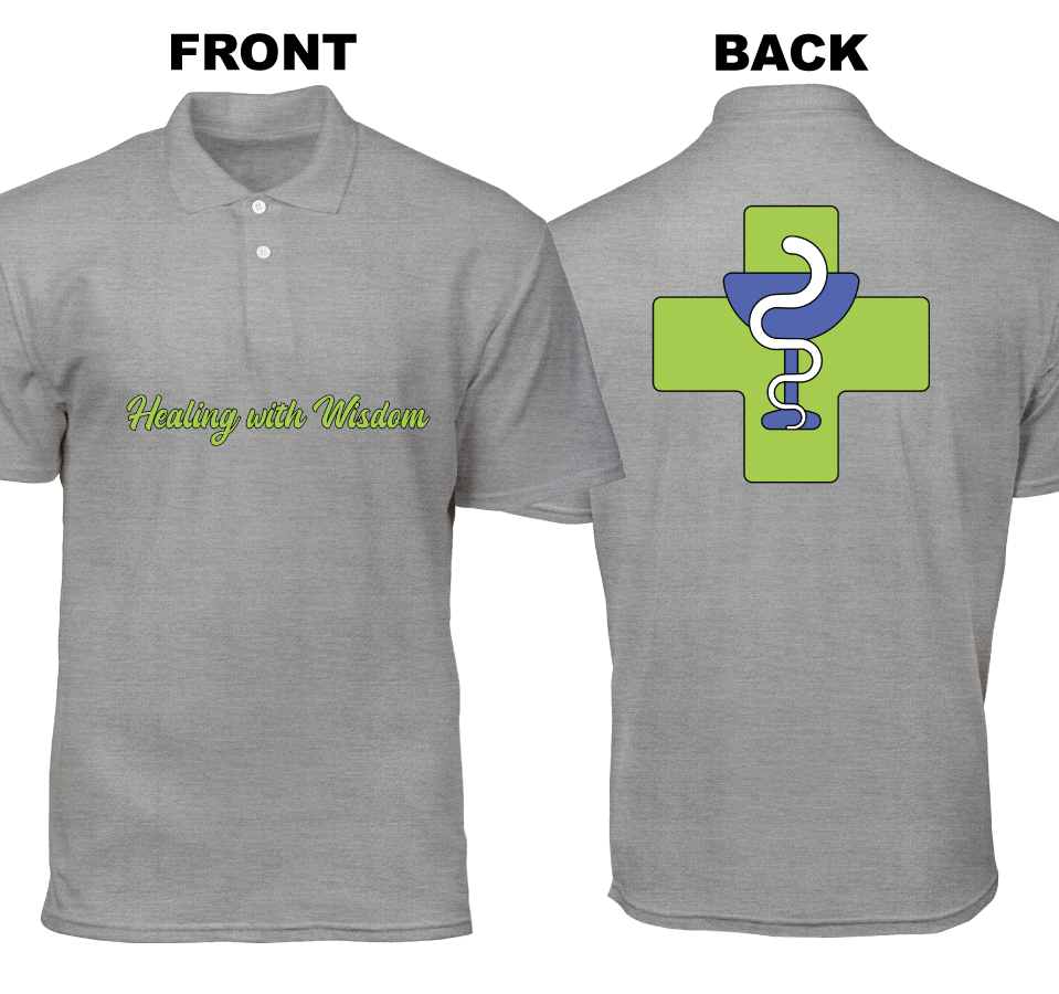 Cotton Polo Shirt: Healing with Wisdom (Front and Back)