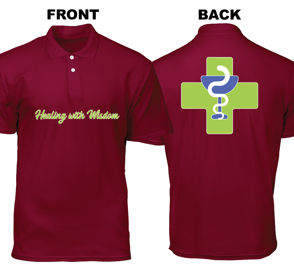 Cotton Polo Shirt: Healing with Wisdom (Front and Back)
