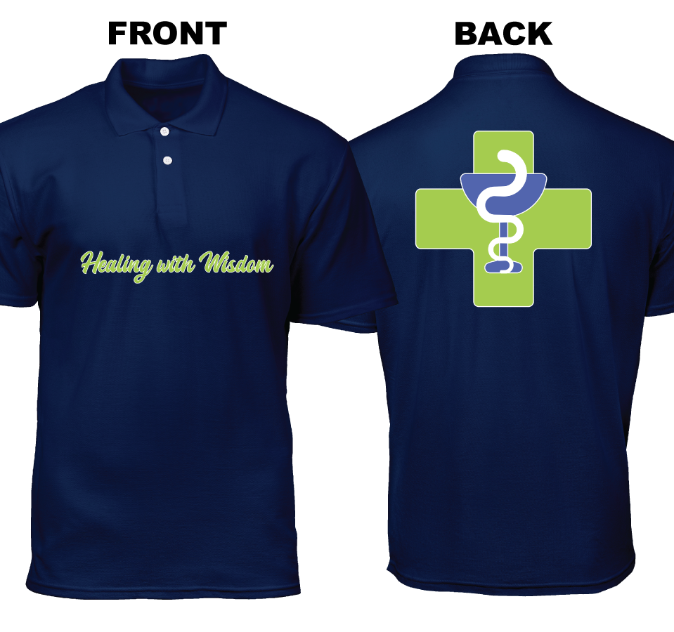 Cotton Polo Shirt: Healing with Wisdom (Front and Back)