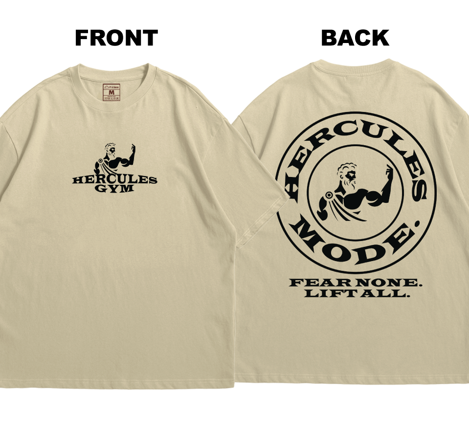 Premium Oversized Cotton Shirt: Hercules Gym (Front and Back)