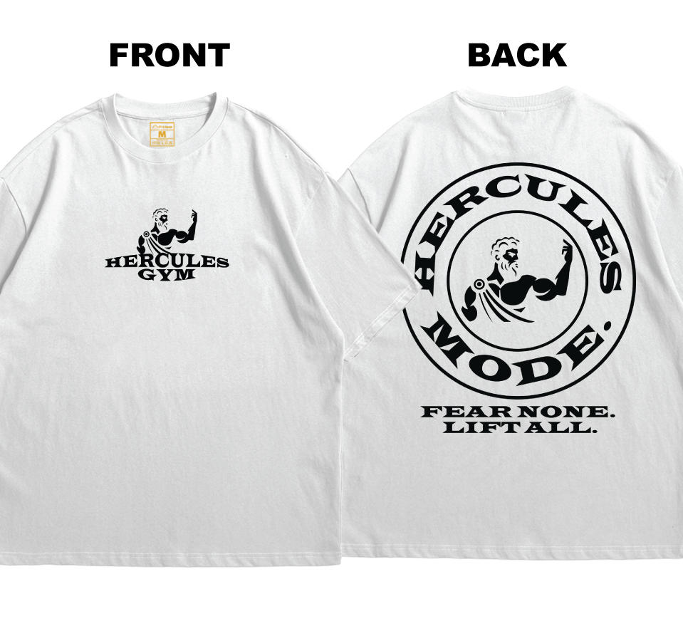 Premium Oversized Cotton Shirt: Hercules Gym (Front and Back)