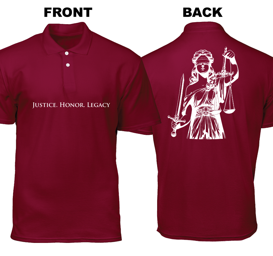 Cotton Polo Shirt: Justice. Honor. Legacy (Front and Back)