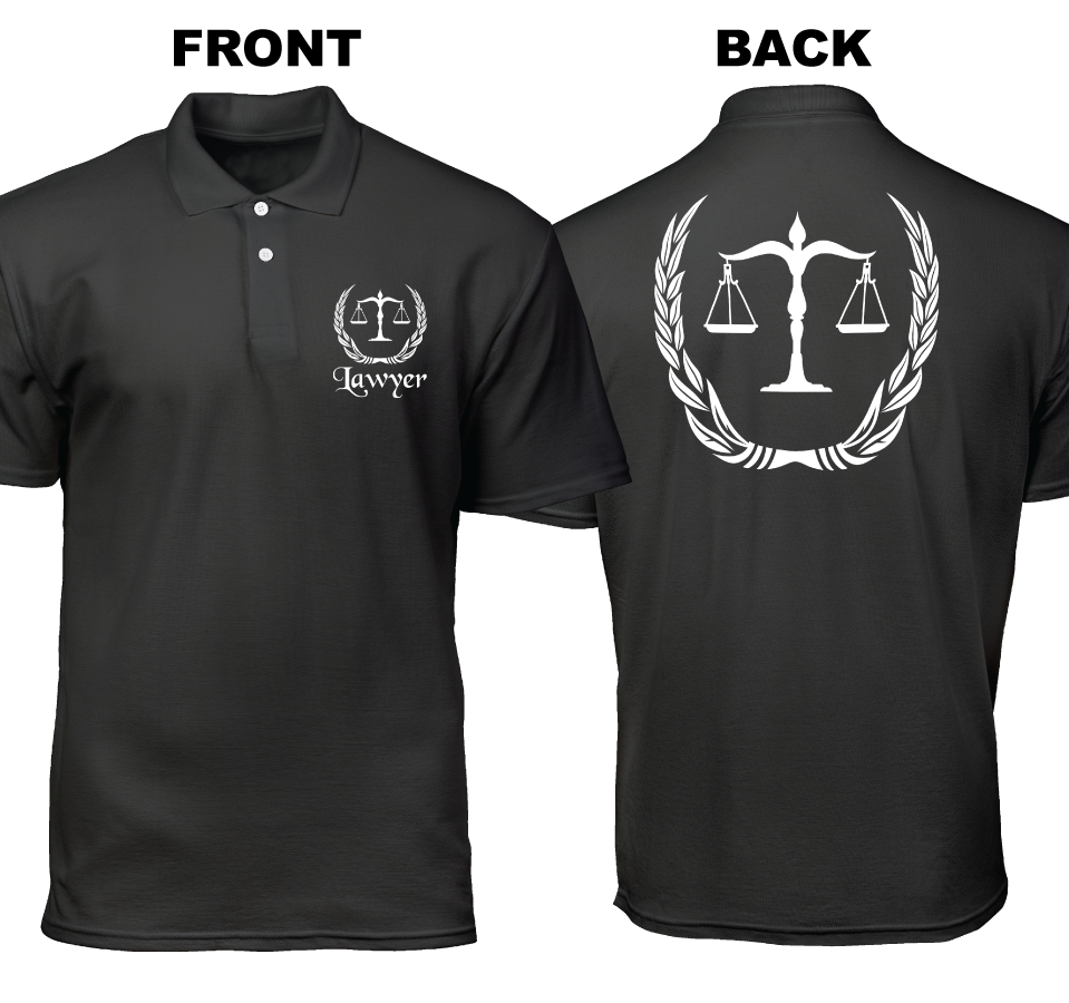 Cotton Polo Shirt: Lawyer Badge (Front and Back)
