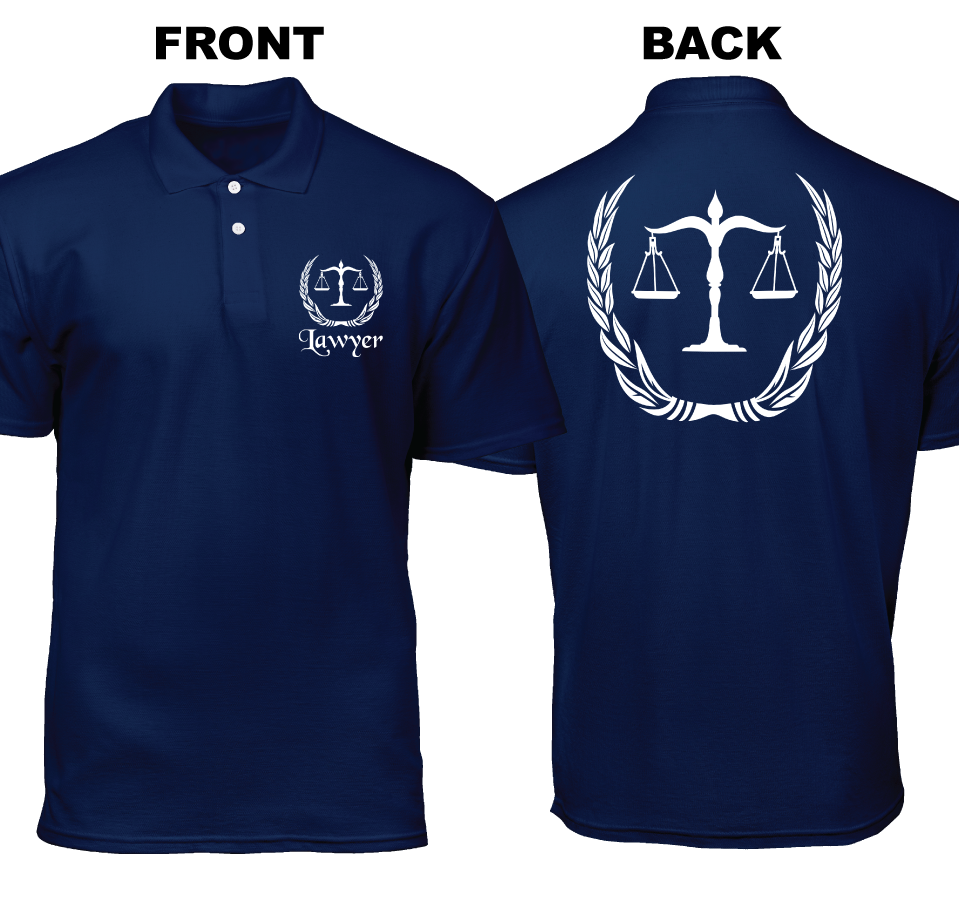 Cotton Polo Shirt: Lawyer Badge (Front and Back)