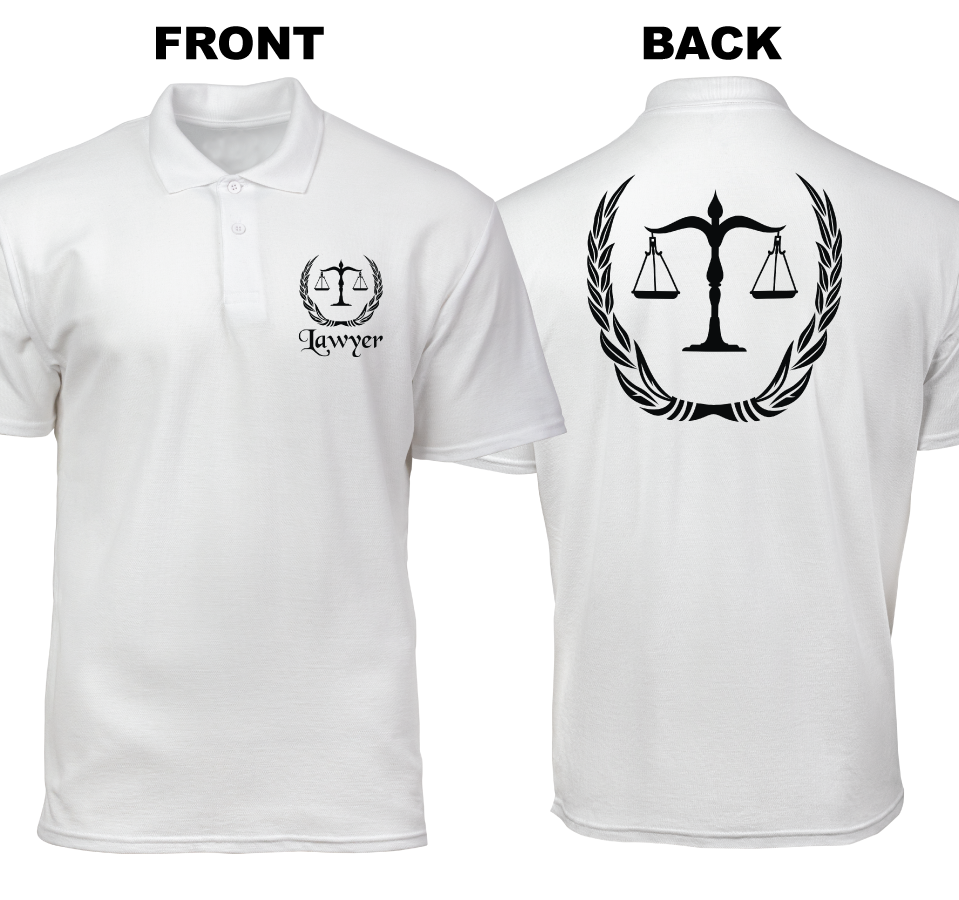 Cotton Polo Shirt: Lawyer Badge (Front and Back)
