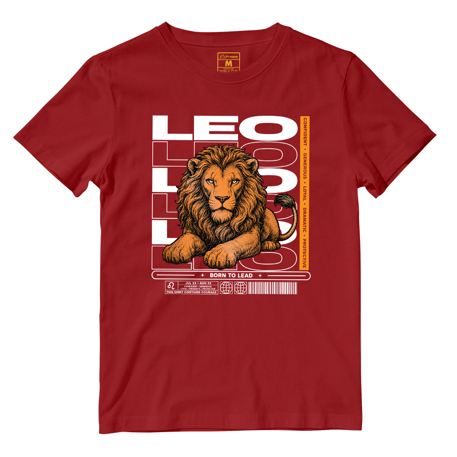 Cotton Shirt: Leo Born To Lead