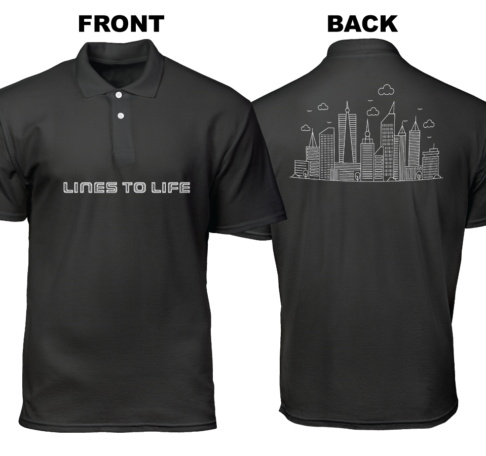 Cotton Polo Shirt: Lines To Life (Front and Back)