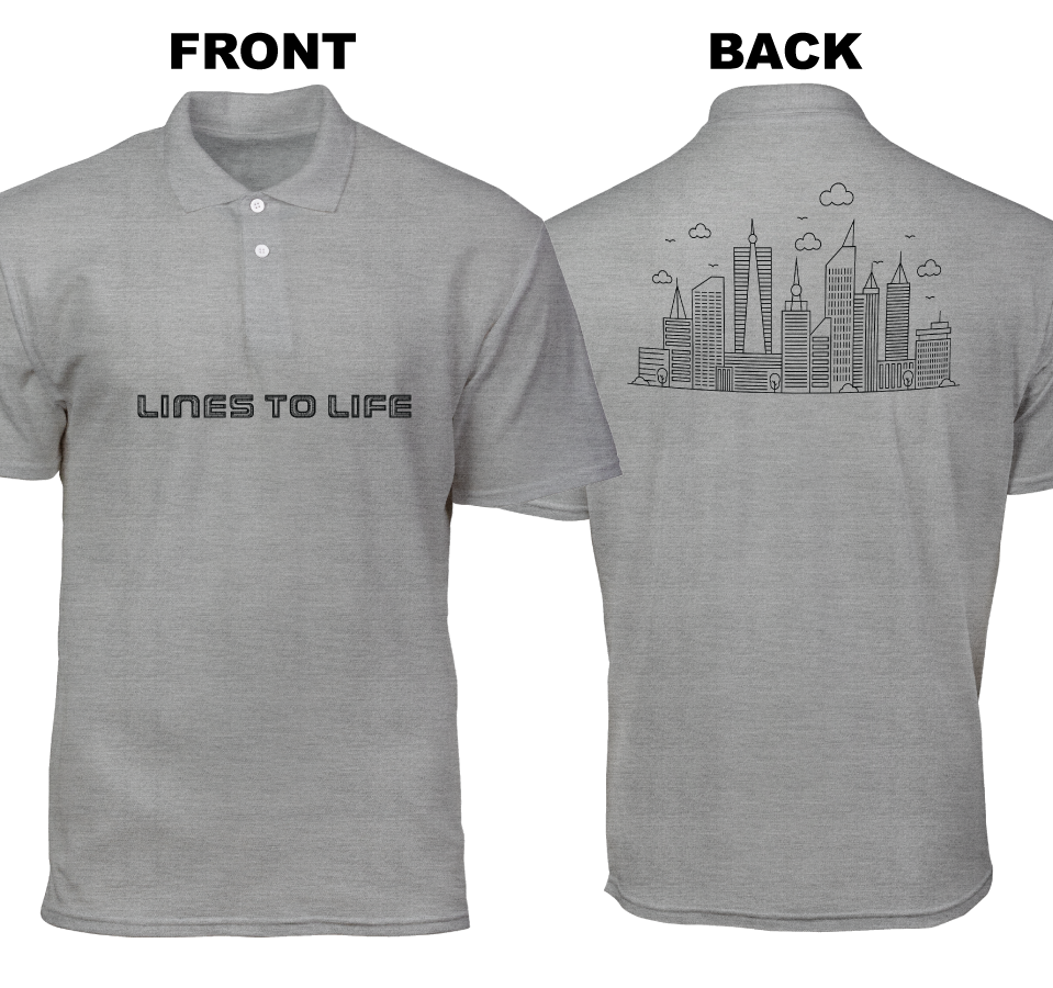 Cotton Polo Shirt: Lines To Life (Front and Back)