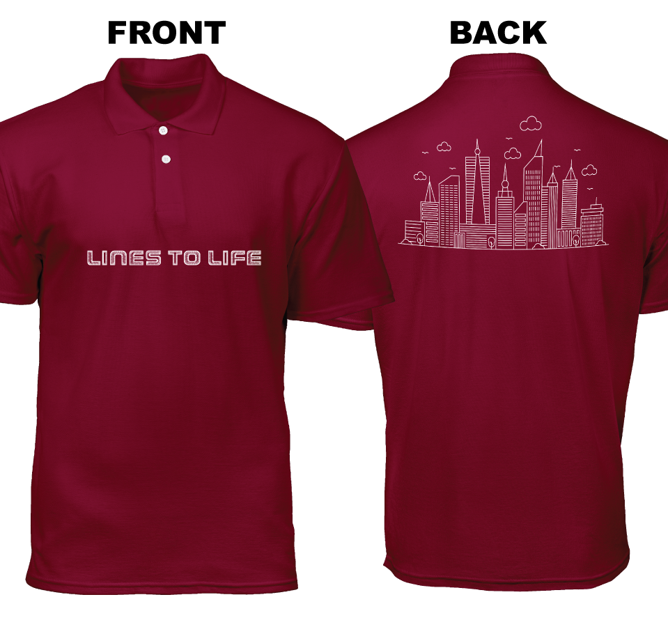 Cotton Polo Shirt: Lines To Life (Front and Back)