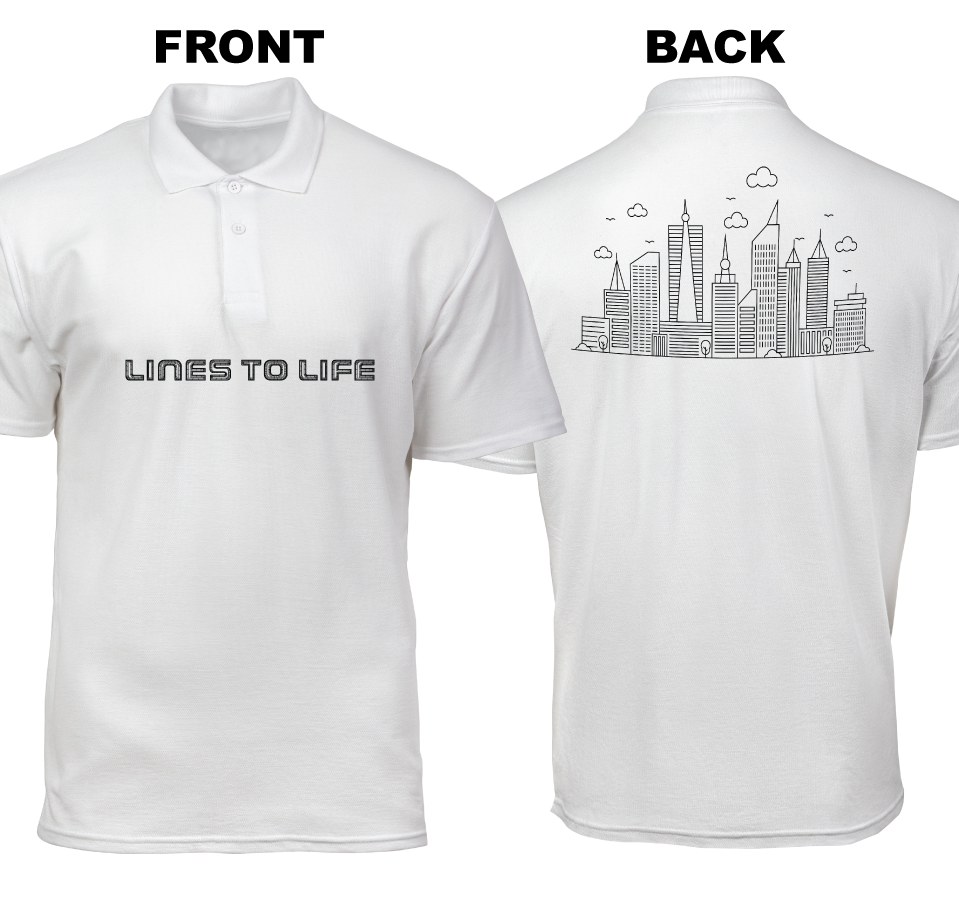 Cotton Polo Shirt: Lines To Life (Front and Back)