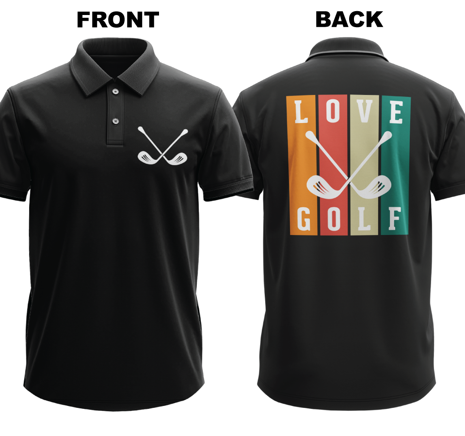Drifit Polo Shirt: Love golf (Front & Back)
