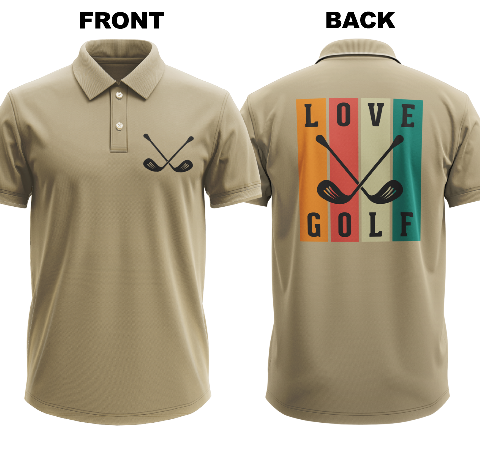 Drifit Polo Shirt: Love golf (Front & Back)