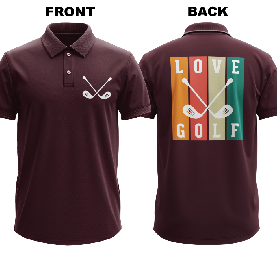 Drifit Polo Shirt: Love golf (Front & Back)