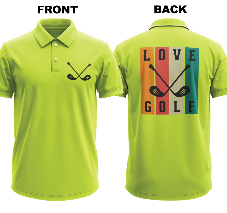 Drifit Polo Shirt: Love golf (Front & Back)