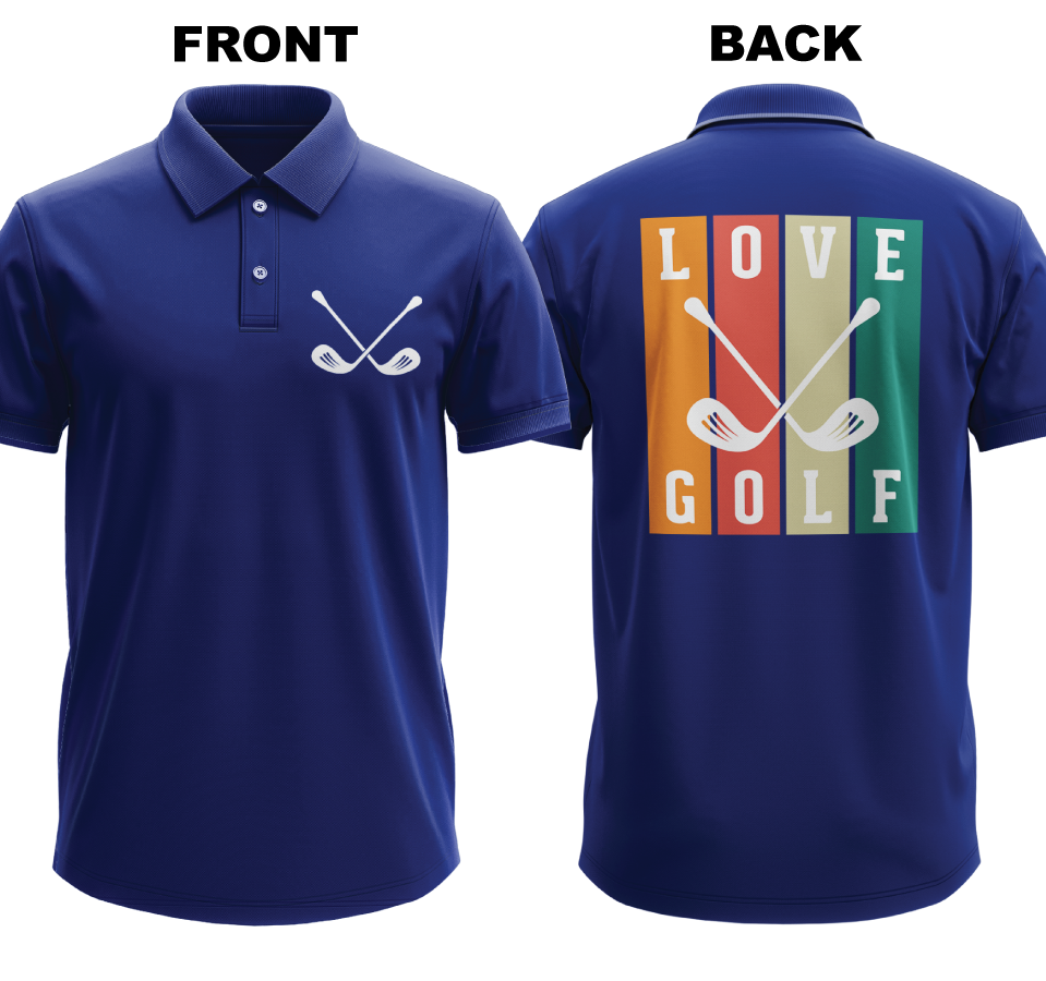 Drifit Polo Shirt: Love golf (Front & Back)