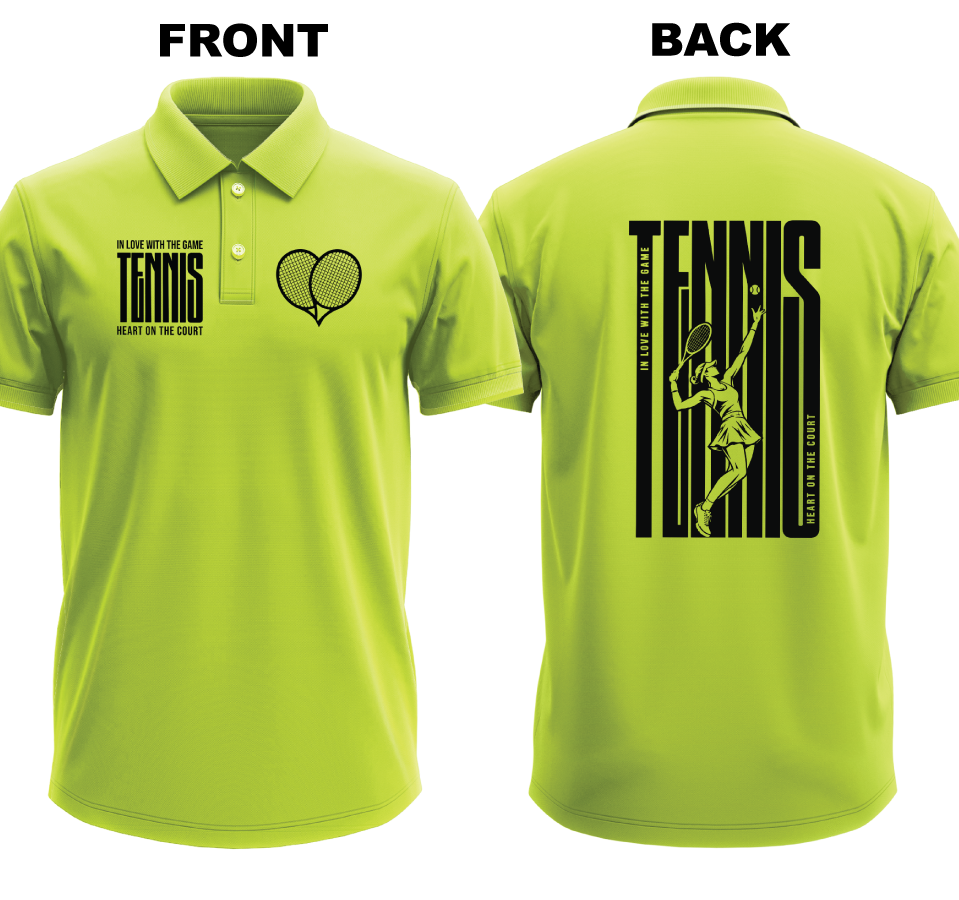 Drifit Polo Shirt: Love Tennis Female (Front & Back)