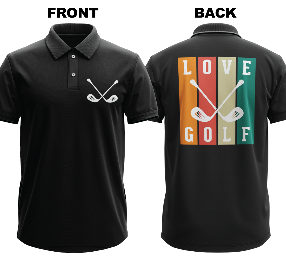 Drifit Polo Shirt: Love golf (Front & Back)