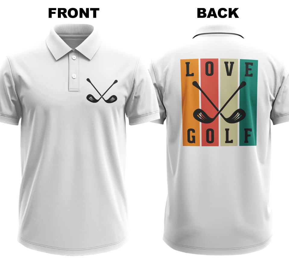 Drifit Polo Shirt: Love golf (Front & Back)