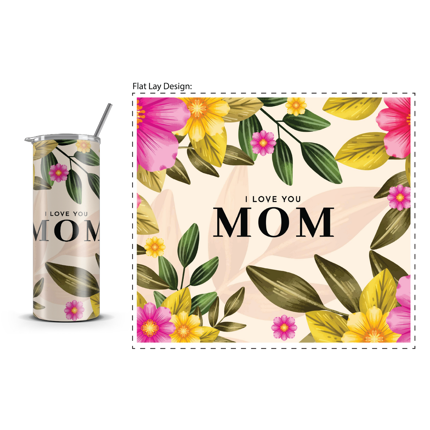 20oz. Slim Tumbler: Love Mom