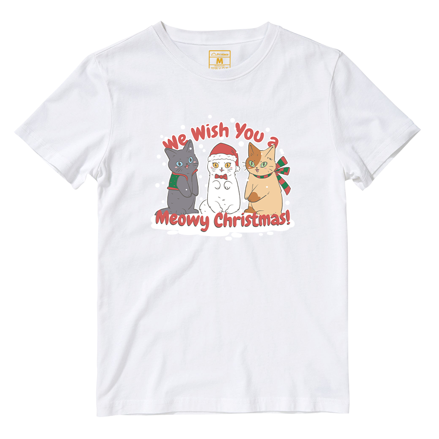Cotton Shirt: Meowy Christmas