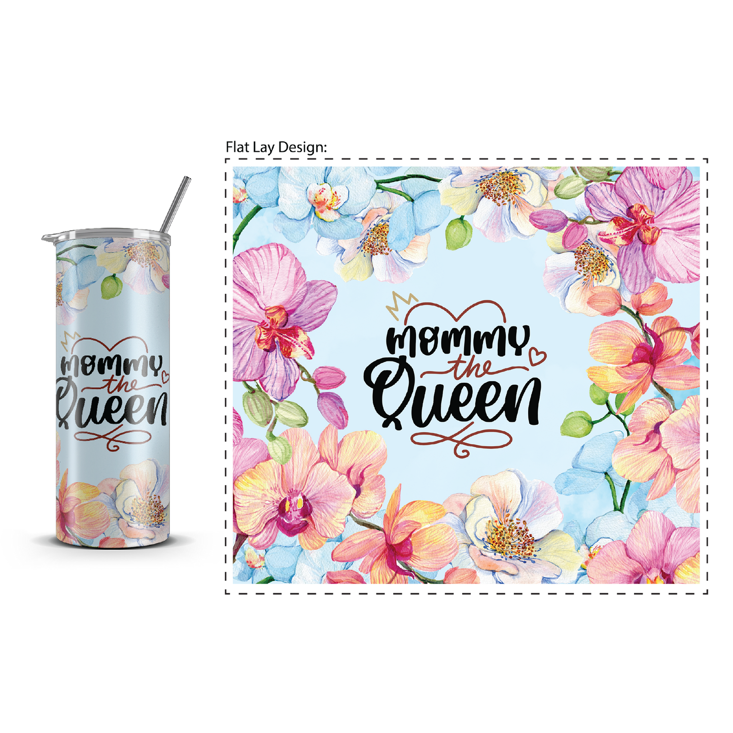 20oz. Slim Tumbler: Mommy Queen