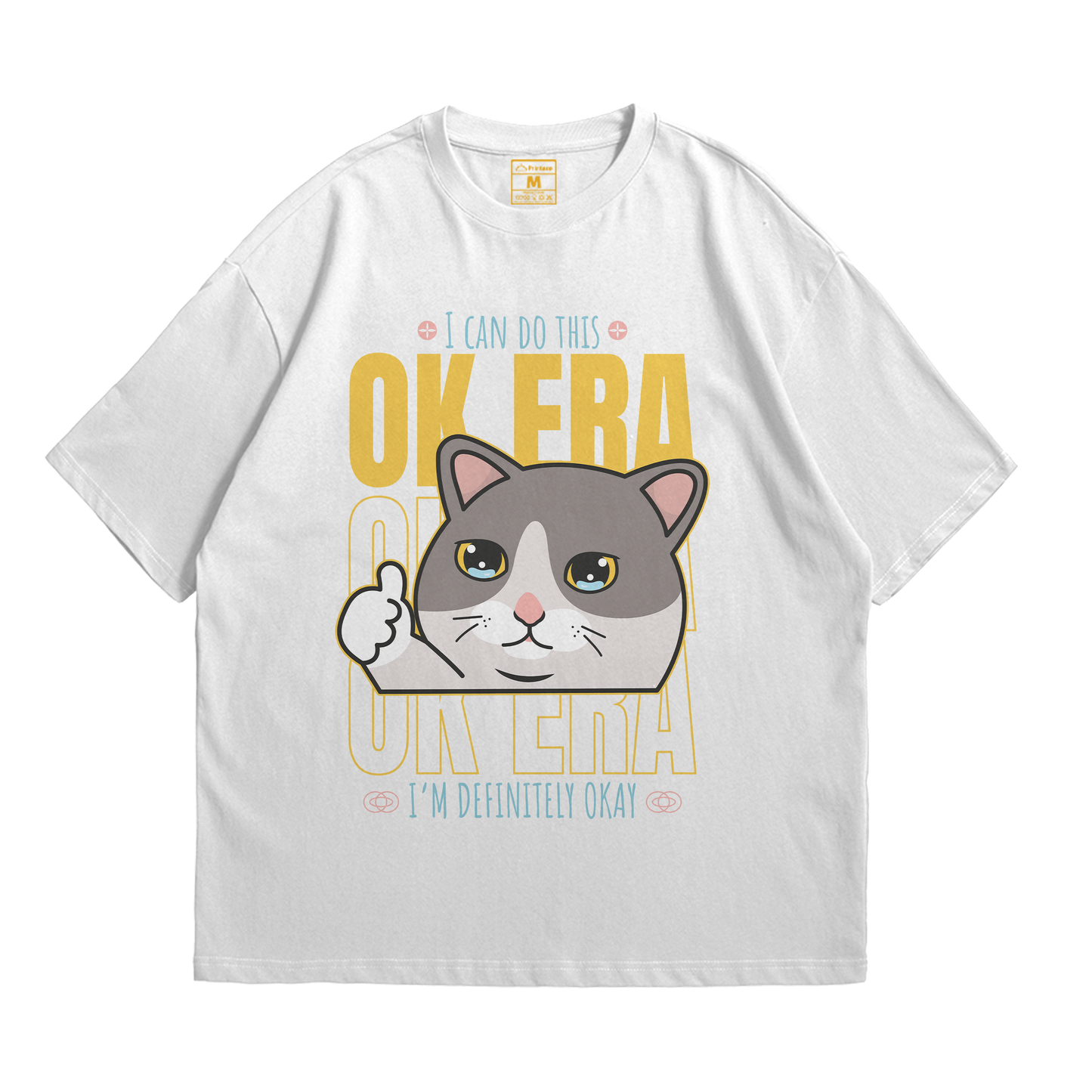 Premium Oversized Cotton Shirt: Ok Era Cat