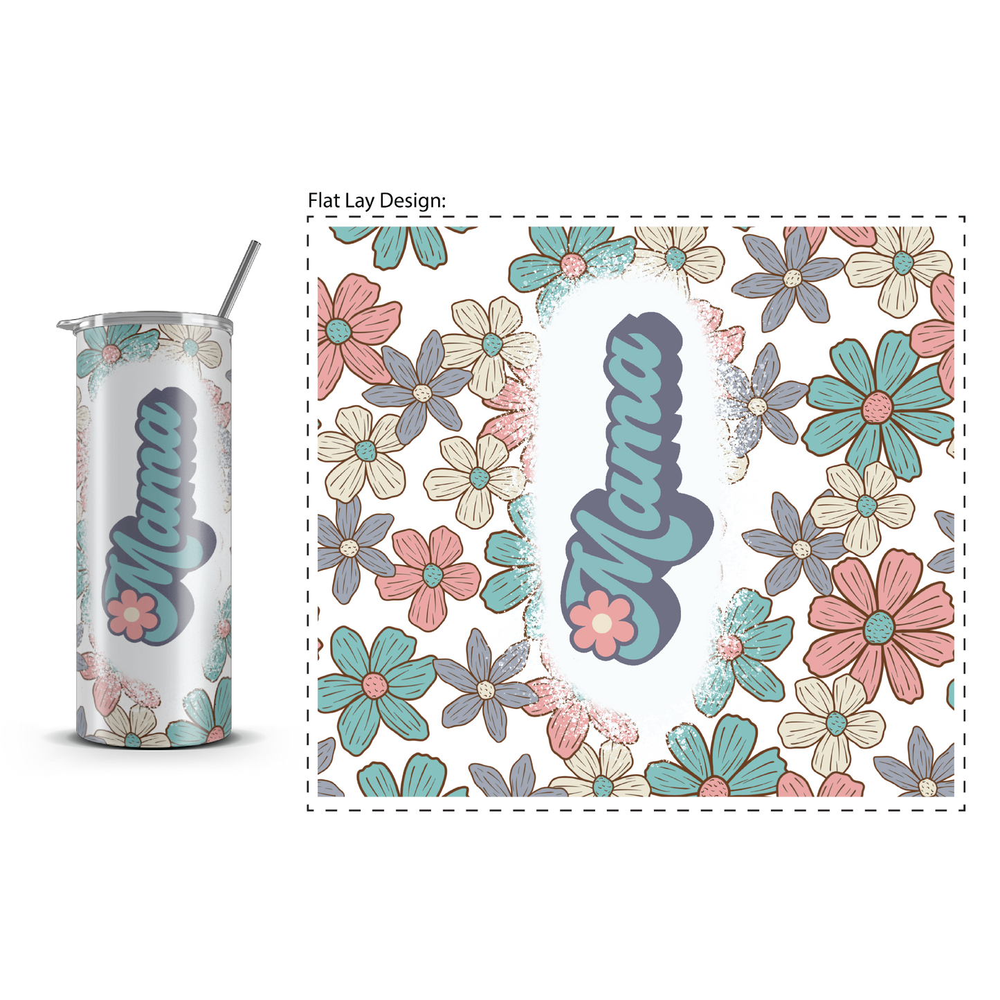 20oz. Slim Tumbler: Pastel Flowers