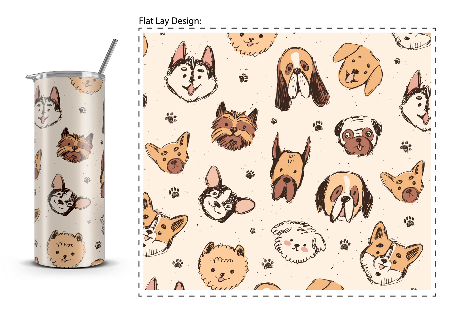 20oz. Slim Tumbler: Paw Friends