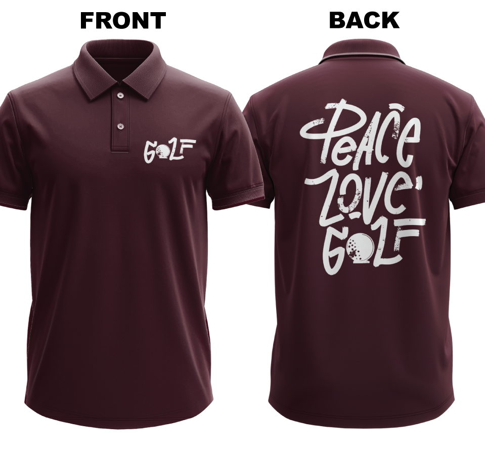 Drifit Polo Shirt: Peace Love (Front & Back)